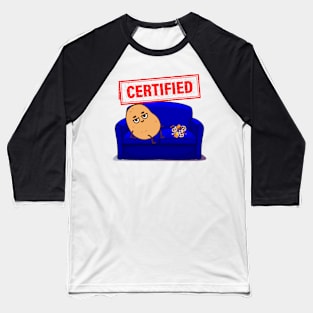 Funny Certified Couch Potato TV and Movie Fan Baseball T-Shirt